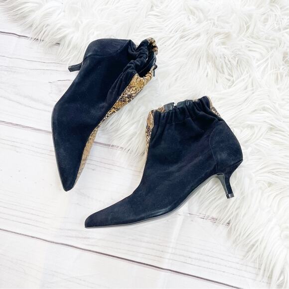 🆕 & Other Stories Gathered Kitten Snake Print & Suede Pointed Toe Heels Size 37 - Picture 3 of 9